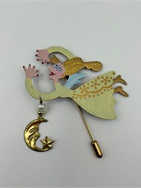 Karen Rossi Silvestri Fanciful Flights Moon Brooch Stick Pin